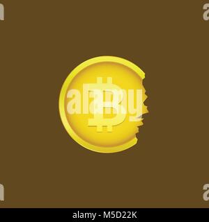 Incrinato Bitcoin coin Illustrazione Vettoriale