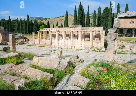 Antica necropoli romana rovine, Hierapolis, Pamukkale, Denizli, Anatolia, Turchia