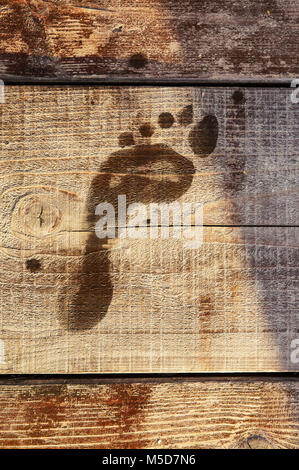 Footprints su legno Foto Stock