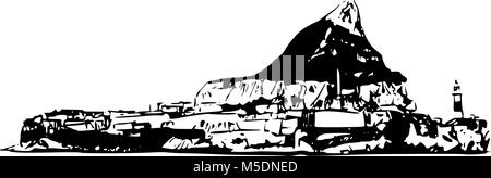 Rocca di Gibilterra - Europa Point - Faro Illustrazione Vettoriale