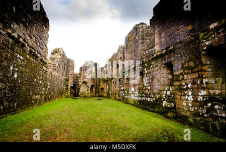 La Grande Sala nel castello di Morton. Morton Castle si trova da un lago artificiale nelle colline sopra Nithsdale, in Dumfries and Galloway, a sud-ovest di sco Foto Stock