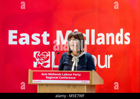 Karen Lee manodopera MP per Lincoln parlando a East Midlands Partito Laburista 2018 conferenza a Loughborough, Regno Unito Foto Stock