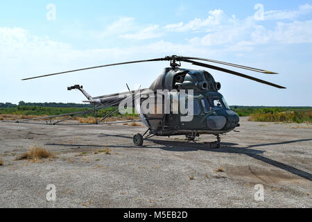 Vecchio elicottero campi di spruzzatura Foto Stock