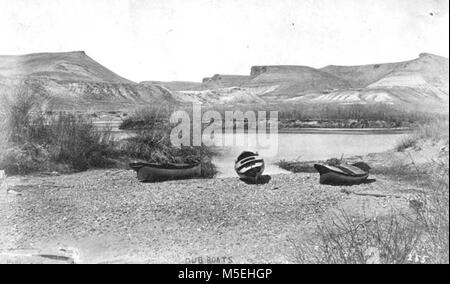 Grand Canyon Powell spedizione 2ND POWELL EXPEDITION. "CANYON" della flotta di 3 imbarcazioni al Green River, Wyoming. 16 maggio 1871. BEAMAN. Foto Stock