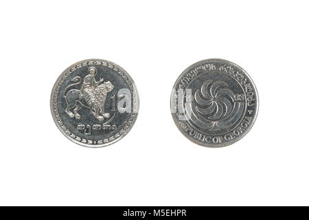 Dieci tetri georgiano coin isolati su sfondo bianco Foto Stock