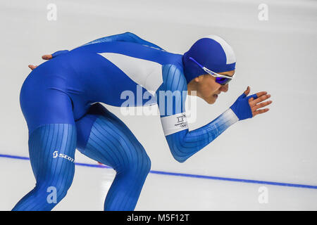 23 febbraio 2018: Chung Jaewoong di Â Corea del Sud a 1000 metri a speedskating olimpiadi invernali, Gangneung Corea del Sud. Ulrik Pedersen/CSM Foto Stock