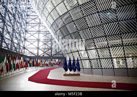 Bruxelles, Belgio. 23 feb 2018. Riunione informale dei 27 capi di Stato o di governo in occasione del Consiglio europeo. Credito: ALEXANDROS MICHAILIDIS/Alamy Live News Foto Stock