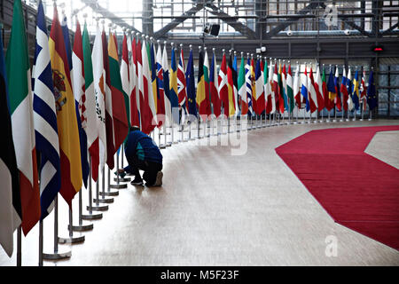 Bruxelles, Belgio. 23 feb 2018. Riunione informale dei 27 capi di Stato o di governo in occasione del Consiglio europeo. Credito: ALEXANDROS MICHAILIDIS/Alamy Live News Foto Stock