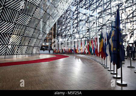 Bruxelles, Belgio. 23 feb 2018. Riunione informale dei 27 capi di Stato o di governo in occasione del Consiglio europeo. Credito: ALEXANDROS MICHAILIDIS/Alamy Live News Foto Stock