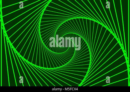 Ruotare quadrati concentrici, Quadrato illusione ottica del modello - verde, geometrico sfondo astratto Illustrazione Vettoriale