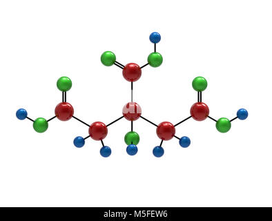 Molecola di acido citrico, 3D rendering, isolato su bianco Foto Stock