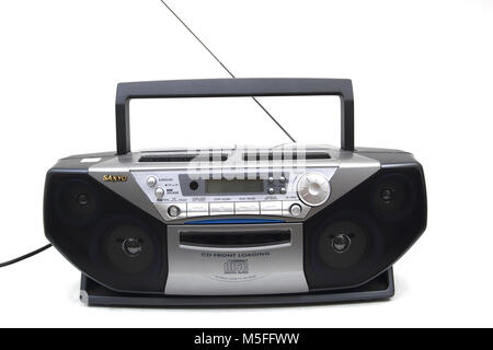 Sanyo CD portatile Radio Registratore a cassetta Foto Stock
