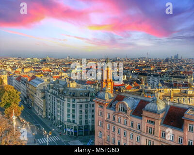 Lo Skyline di Vienna, vista sulla parte settentrionale di Vienna Austria, Sep-1-2014 Foto Stock