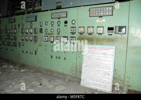 Sala di controllo fabbrica chimica di Bhopal, Madhya Pradesh, India, Asia Foto Stock