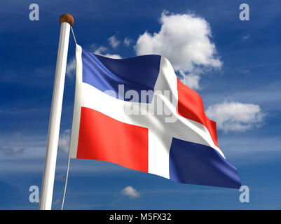 3D bandiera della Repubblica Dominicana (con percorso di clipping) Foto Stock