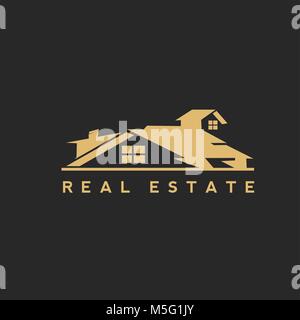 Golden home logo design vettoriali. Illustrazione Vettoriale