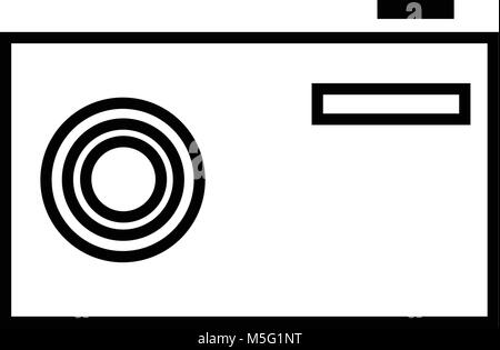 Icona fotocamera linea stile contorno isolati su sfondo bianco, l'illustrazione è piatto, vettore, pixel perfette per il web e la stampa. Stokes lineare e riempire Illustrazione Vettoriale