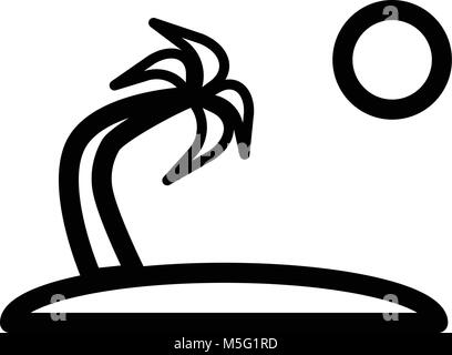 Albero di Palma icona con sun line di stile struttura isolata su sfondo bianco, l'illustrazione è piatto, vettore, pixel perfette per il web e la stampa. St lineare Illustrazione Vettoriale