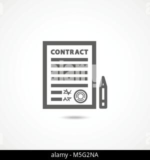 Icona del contratto su bianco Illustrazione Vettoriale