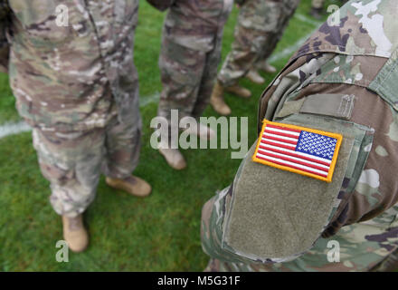 USA patch bandiera sul braccio di soldati Foto Stock