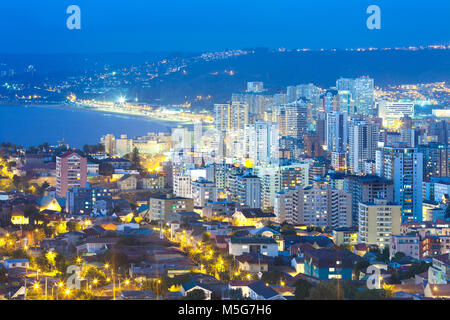 Vista panoramica di Viña del Mar, regione V di Valparaiso, Cile Foto Stock