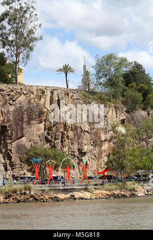 Sculture sul fiume Brisbane vicino a Kangaroo Point, Brisbane, Australia Foto Stock