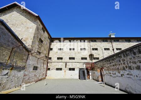 Vista della Fremantle Prison situato vicino a Perth in Australia occidentale, ora un museo memoriale e un sito Patrimonio Mondiale dell'UNESCO Foto Stock