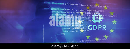 Immagine composita dei maschi di hacker in piedi Foto Stock