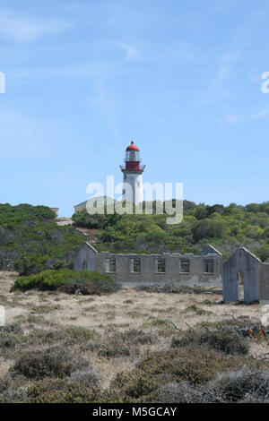 Faro sulla sommità del Minto Hill, Robben Island, Cape Town, Sud Africa Foto Stock