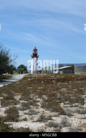 Faro sulla sommità del Minto Hill, Robben Island, Cape Town, Sud Africa Foto Stock