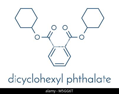 Dicicloesilftalato (DCP) plastificante molecola. Formula di scheletro. Illustrazione Vettoriale