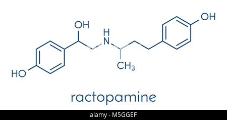 Ractopamine additivo per mangimi molecola. Formula di scheletro. Illustrazione Vettoriale