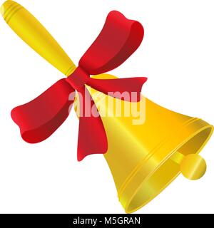 Bell jolty con fiocco rosso illustrazione vettoriale su sfondo bianco Illustrazione Vettoriale