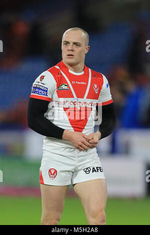 Huddersfield, Regno Unito. Il 23 febbraio, 2018. John Smiths Stadium, Huddersfield, Inghilterra; Betfred Super League Rugby, Huddersfield Giants versus St Helens; Adam Swift di St Helens Credito: News Immagini/Alamy Live News Foto Stock