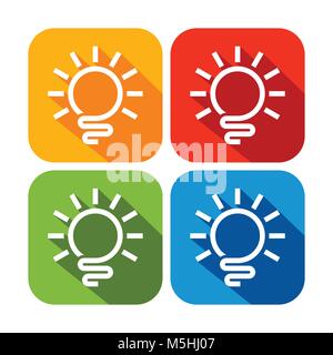 Abstract della lampadina luce quadrato arrotondato icone Illustrazione Vettoriale