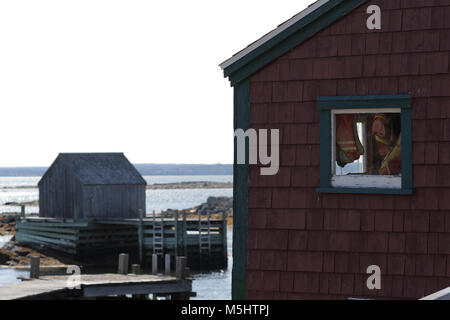 La pesca di capanne in rocce blu, Nova Scotia Foto Stock