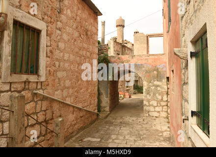 Lastovo città vecchia sull isola di Lastovo, Croazia Foto Stock