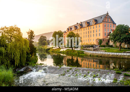 Germania, Bassa Sassonia, Hannoversch Muenden, Welfenschloss Muenden di sera Foto Stock