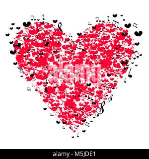 Cuore musicale per il giorno di San Valentino. Illustrazione Vettoriale
