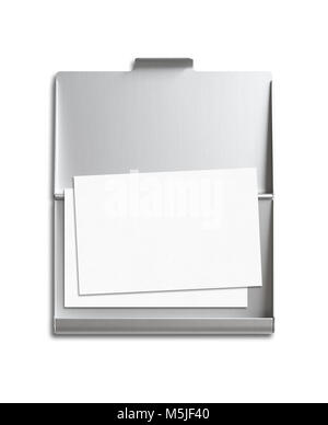 Blank Business card e del relativo titolare mockup isolati su sfondo bianco Foto Stock