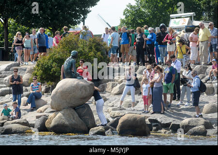 Den Lille Havfrue (Sirenetta) progettato da Edvard Eriksen nel 1913 in Langelinie a Copenhagen, in Danimarca. 6 agosto 2015 © Wojciech Strozyk / Alamy Foto Stock