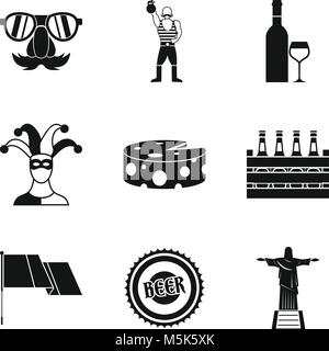 Street divertente set di icone, stile semplice Illustrazione Vettoriale