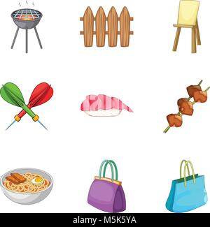 Mania set di icone, stile cartoon Illustrazione Vettoriale