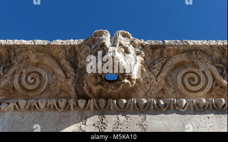 Turchia, testa di leone nella città antica Letoon si trova a Fethiye. Foto Stock