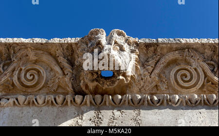 Turchia, testa di leone nella città antica Letoon si trova a Fethiye. Foto Stock