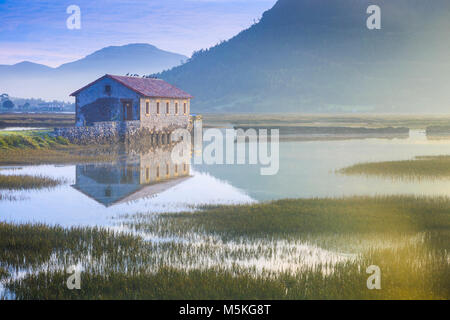 Le saline al tramonto. Foto Stock