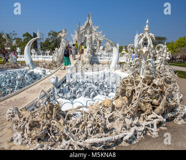 CHIANG RAI, Thailandia, febbraio 20, 2017 - Wat Rong Khun, Il Tempio bianco, Chiang Rai, Thailandia Foto Stock