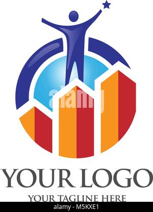 Elegante concetto di successo del marketing vettore logo Illustrazione Vettoriale