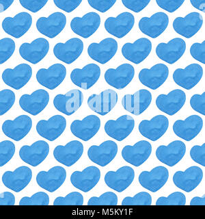 Dipinto a mano acquerello cuori. Modello senza giunture. Foto Stock
