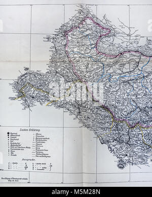 1877 Petermann Mittheilungen mappa Bulgaria Balcani Europa Foto Stock